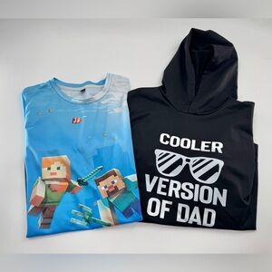 Boys Hoodie & Minecraft Shirt Size 10/12 160 Polyester 2pc Pullover Clothing